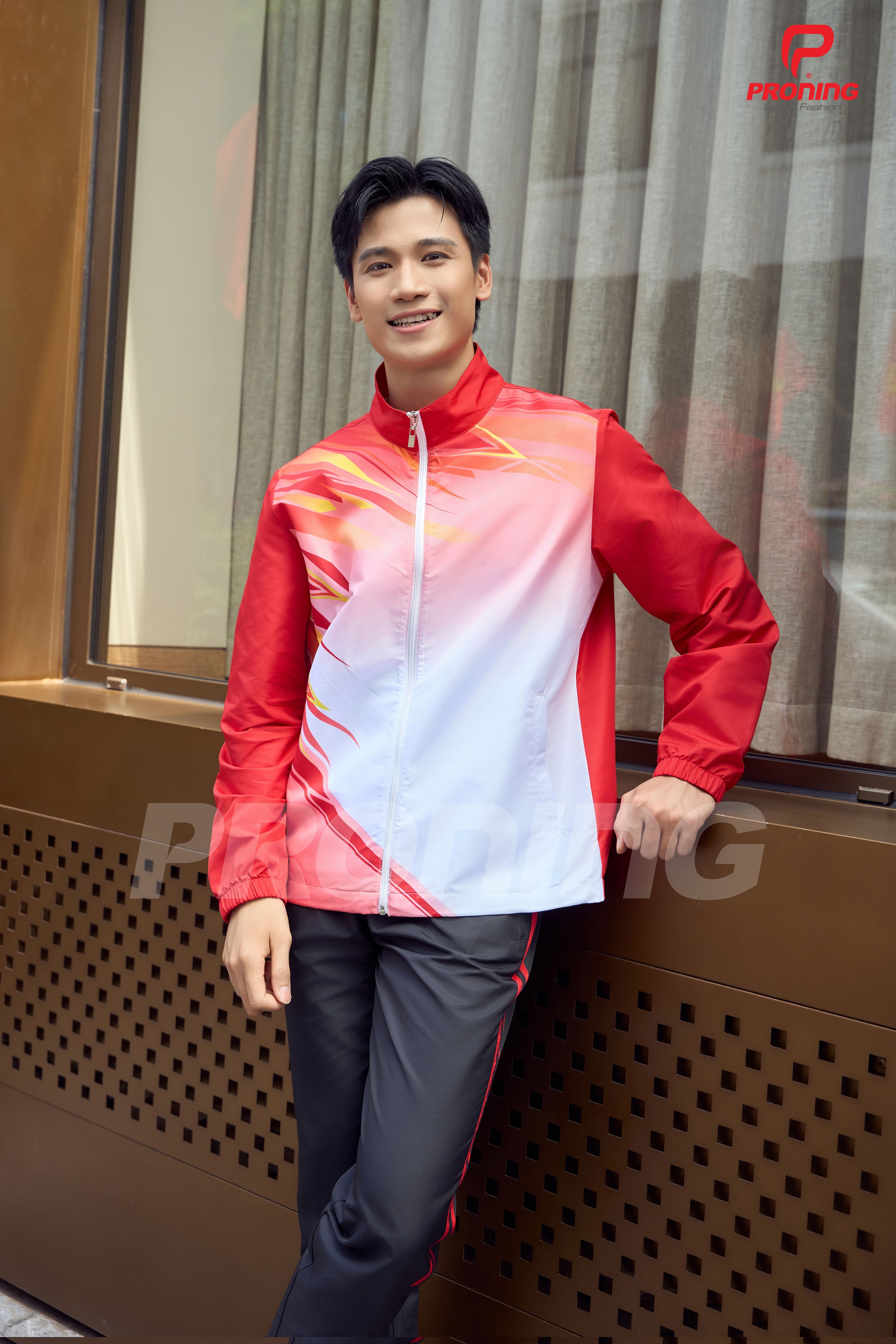 Bộ gió thể thao nam MDB-257 đỏ phối đen